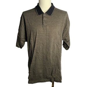 Vintage Henry Grethel Knit Polo Shirt L Black Mercerized Cotton Short Sleeves